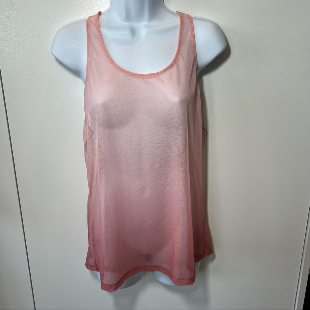 Victoria Secret Sport Pink Ombré Mesh Sheer Racerback Tank Size Medium